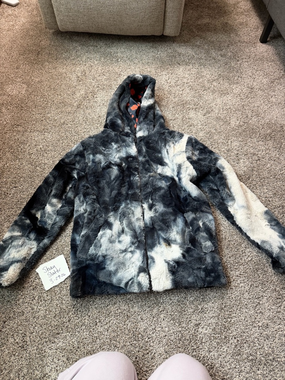 Liquid Dreams Art Reversible Faux Fur Jacket Small